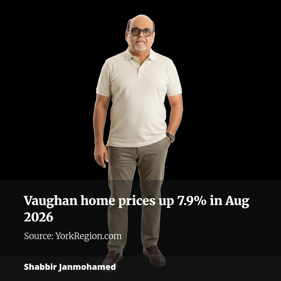 Vaughan home prices surge 7.9 per cent to $1.23 million in August 2026